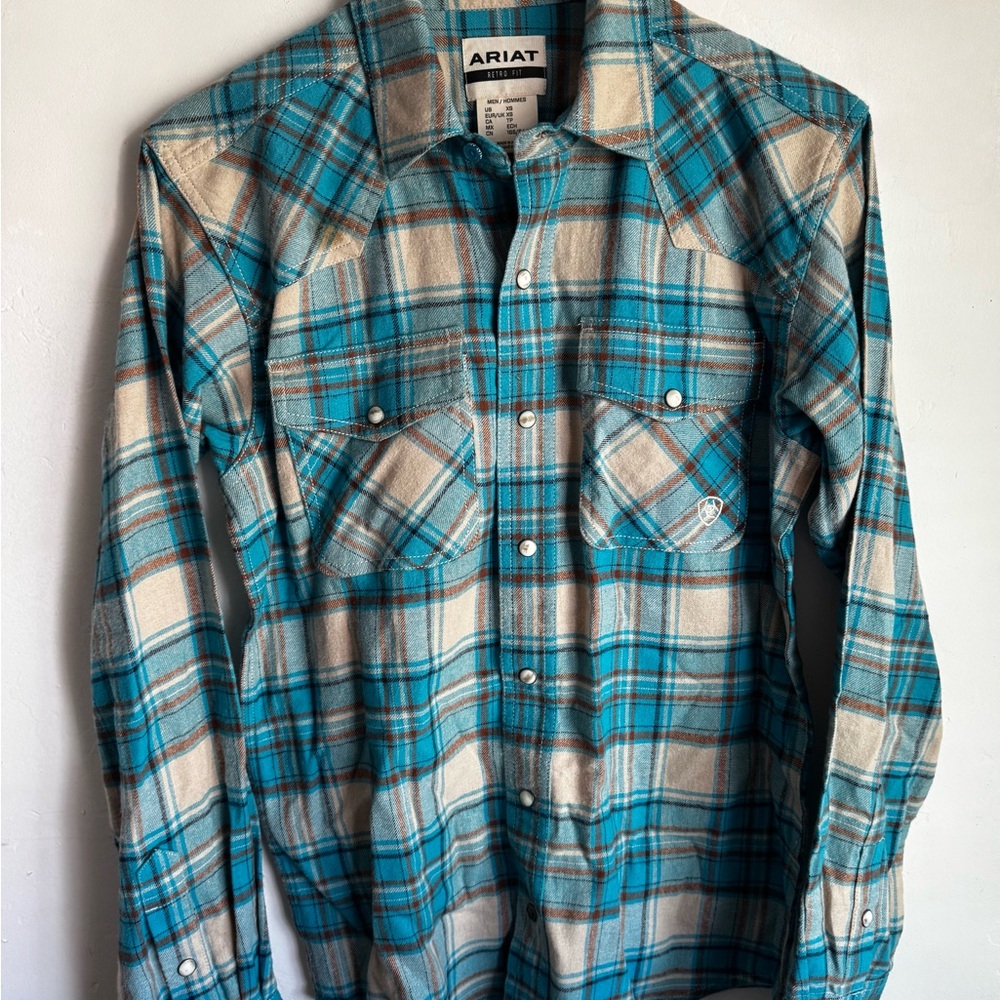 Ariat Blue and Cream Casual Button Down Shirt